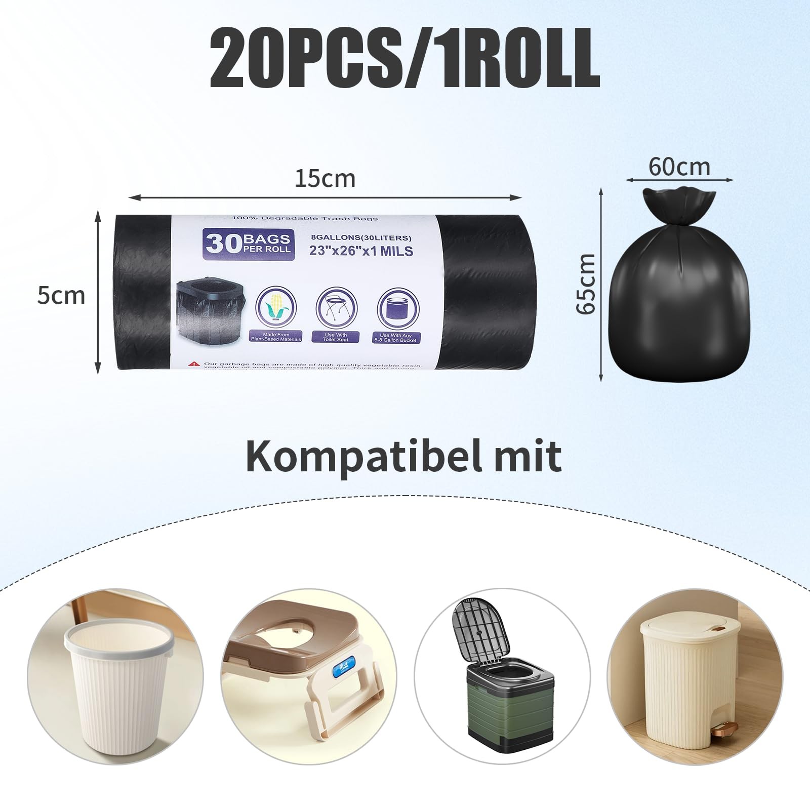 100 Pack Camping Toilet Bags Outdoor, Sanitary Bags for Travel or Home H…