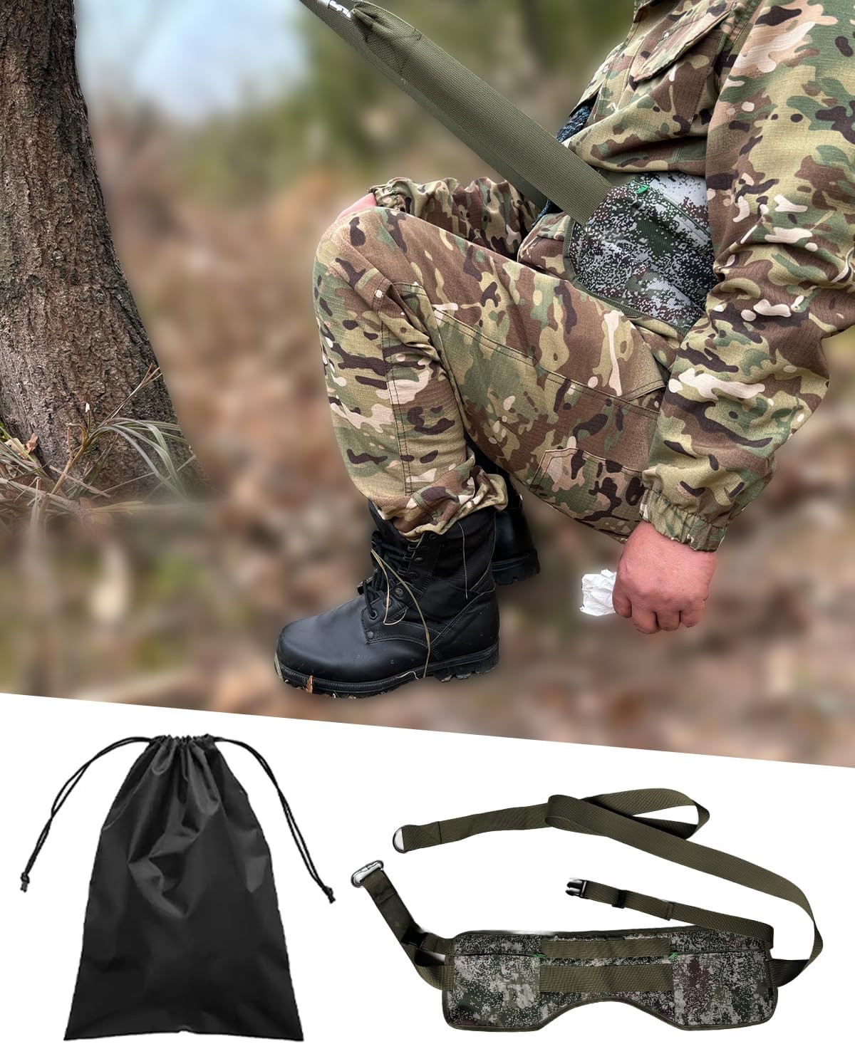 Krapp Strap with Storage Bag,Crap Strap for Pooping in The Woods Portable Outdoo