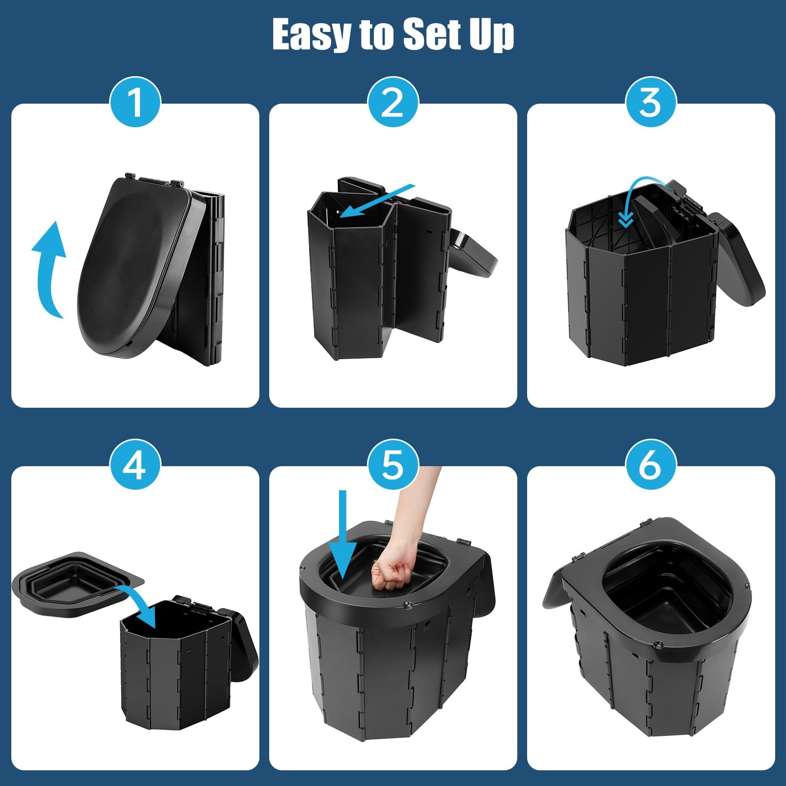 Portable Camping Toilet with Removable Inner Bucket, Leakproof Folding…