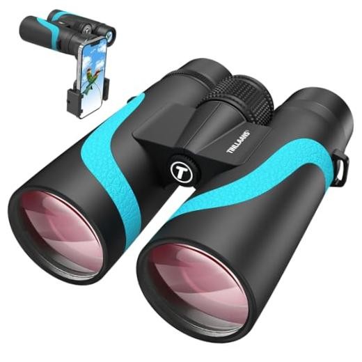 15×55 UHD Binoculars for Adults High Powered with Phone Adapter – Large Blue