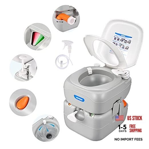 Portable RV Toilet, Camping Toilet Porta Potty, 5.8 5.8 Gal-Standard Large