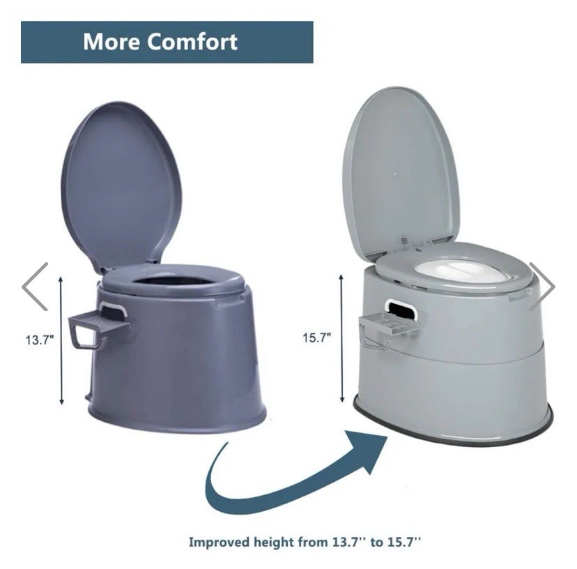 VinGli Lightweight & Compact Portable Toilet (Grey)