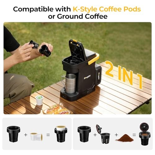 BougeRV Coffee Maker with 18V 8Ah Battery Powered Compatible with K Cup Coffee