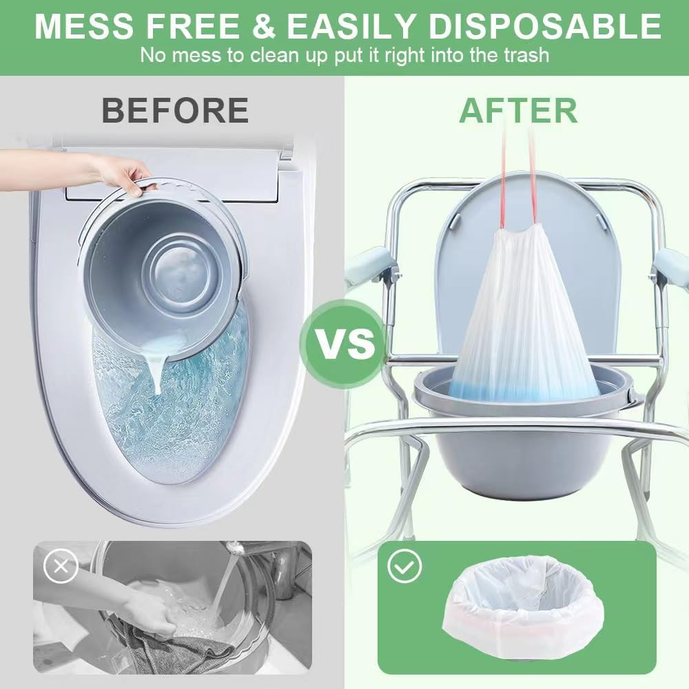 Commode Liners 120 Pack Disposable Portable Toilet Bags Bedside Chair Camping Po