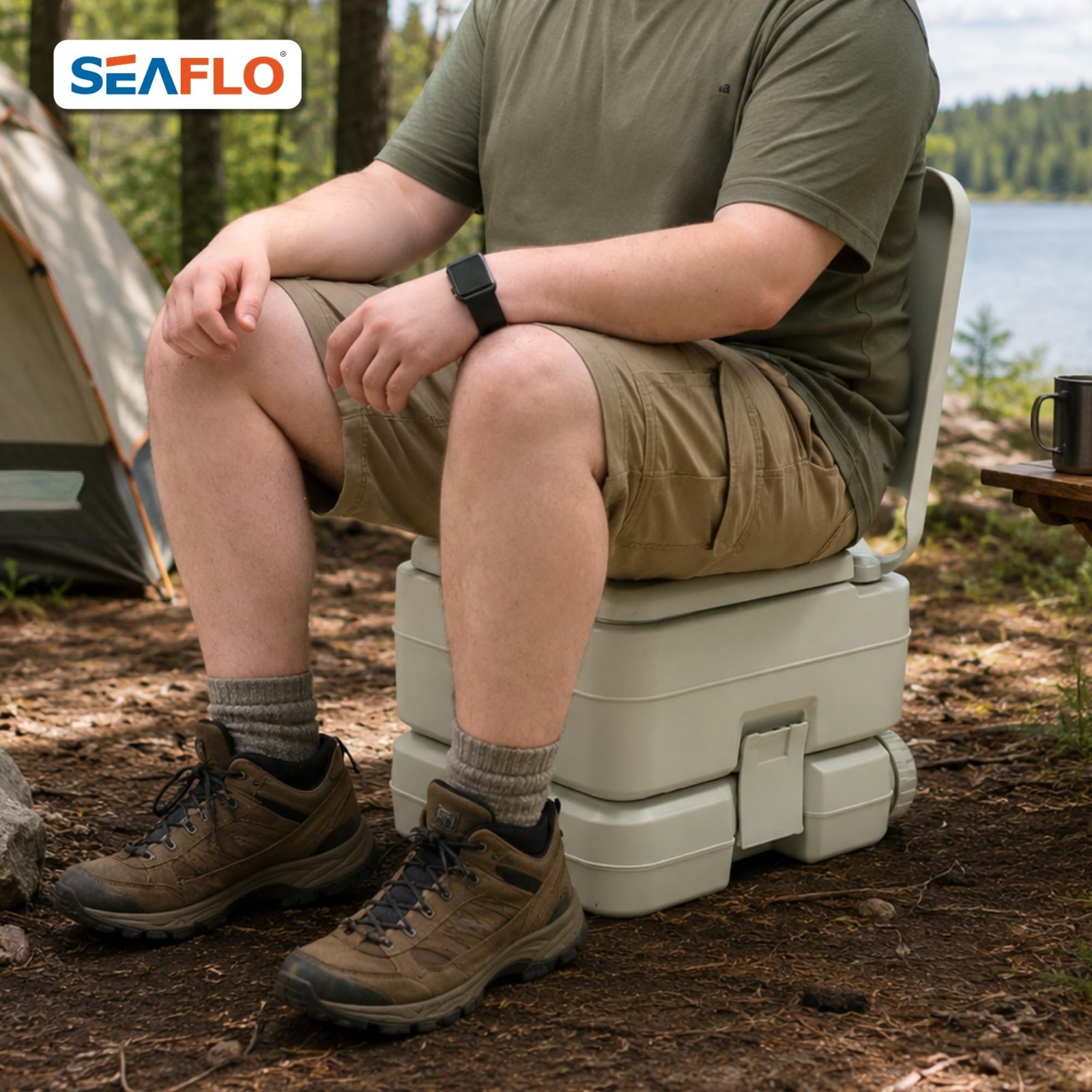 Portable Camping Toilet 5.8 Gallon – 100 Flushes, 440 lbs Capacity, RV/Boat Use,