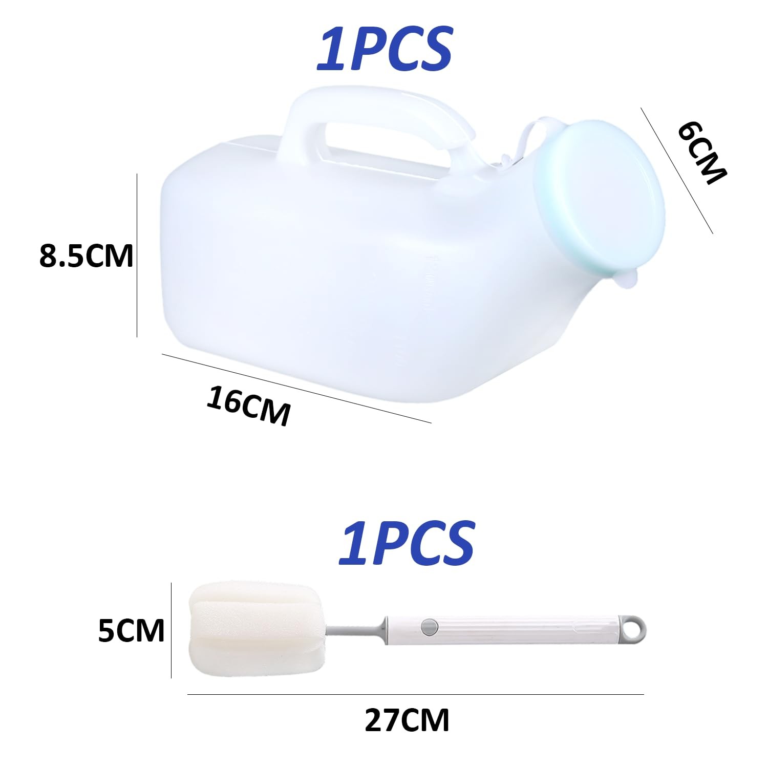 1 Pack Urinal Bottle for Men with 1 Piece Cup Brush, Emergency Urinal, Uri…