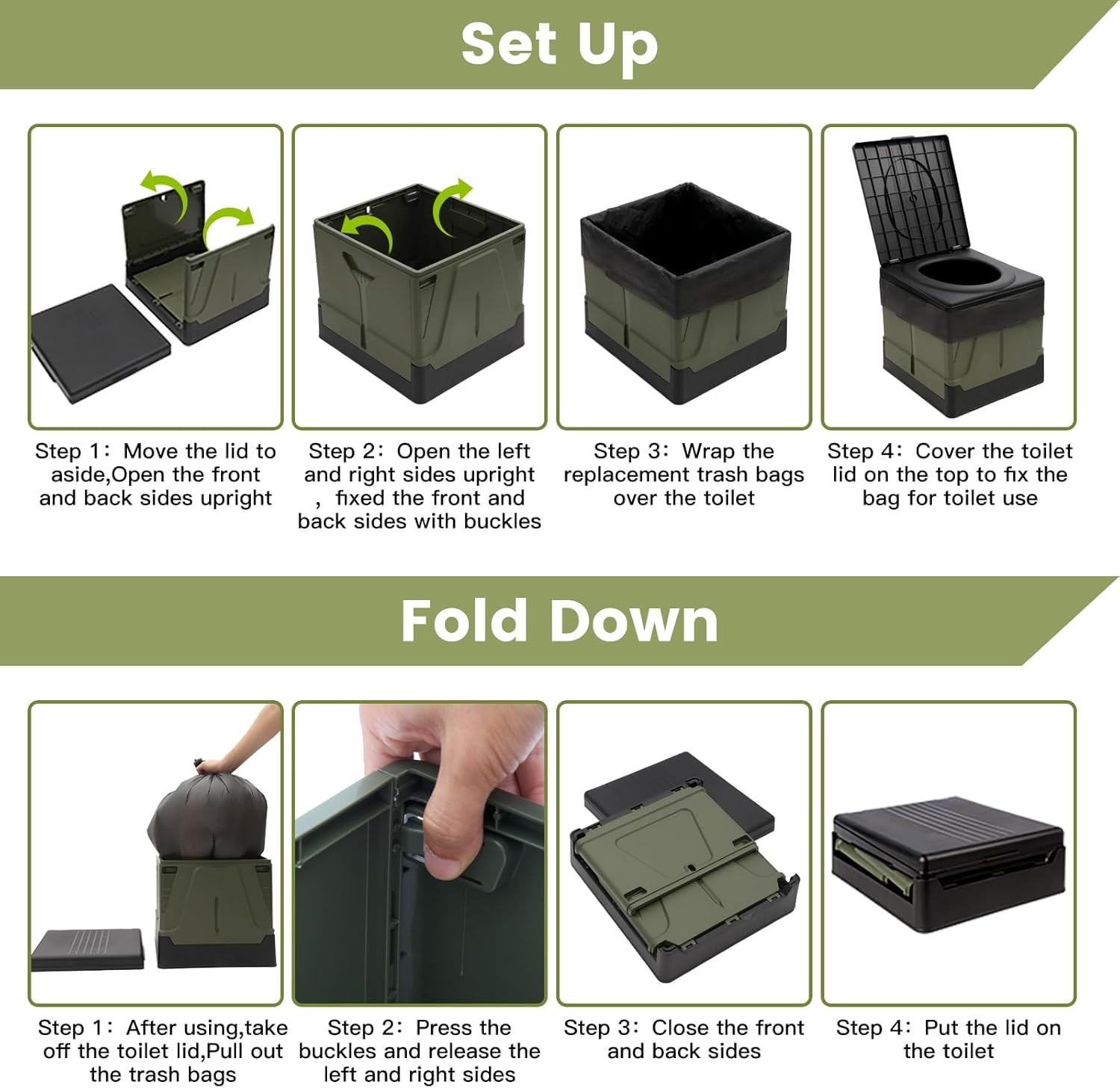 PORMYTRIP Portable Foldable Toilet for Camping, Travel, and Home Use