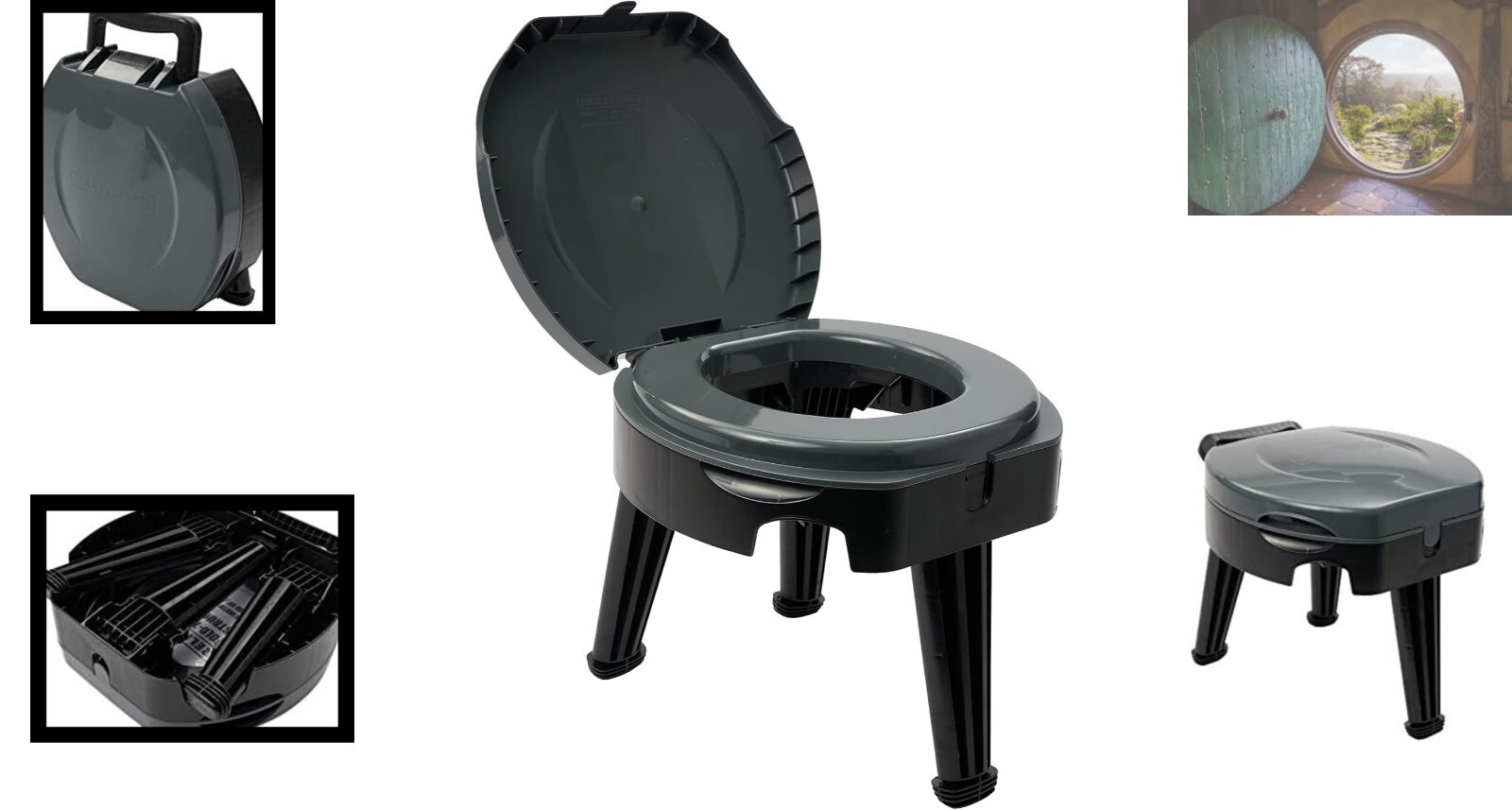 FOLD-to-GO Portable Camping Toilet – 300 lb Capacity, Compact & Lightweight