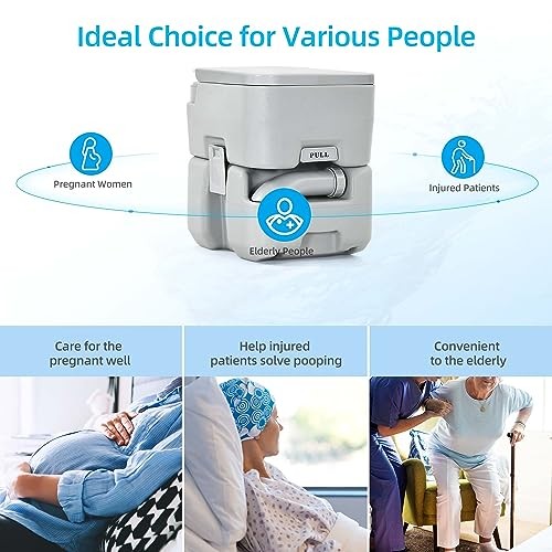 lon Portable Travel 5.3 Gal Double Watwer Outlets+Handle Flush Pump+ Wheels