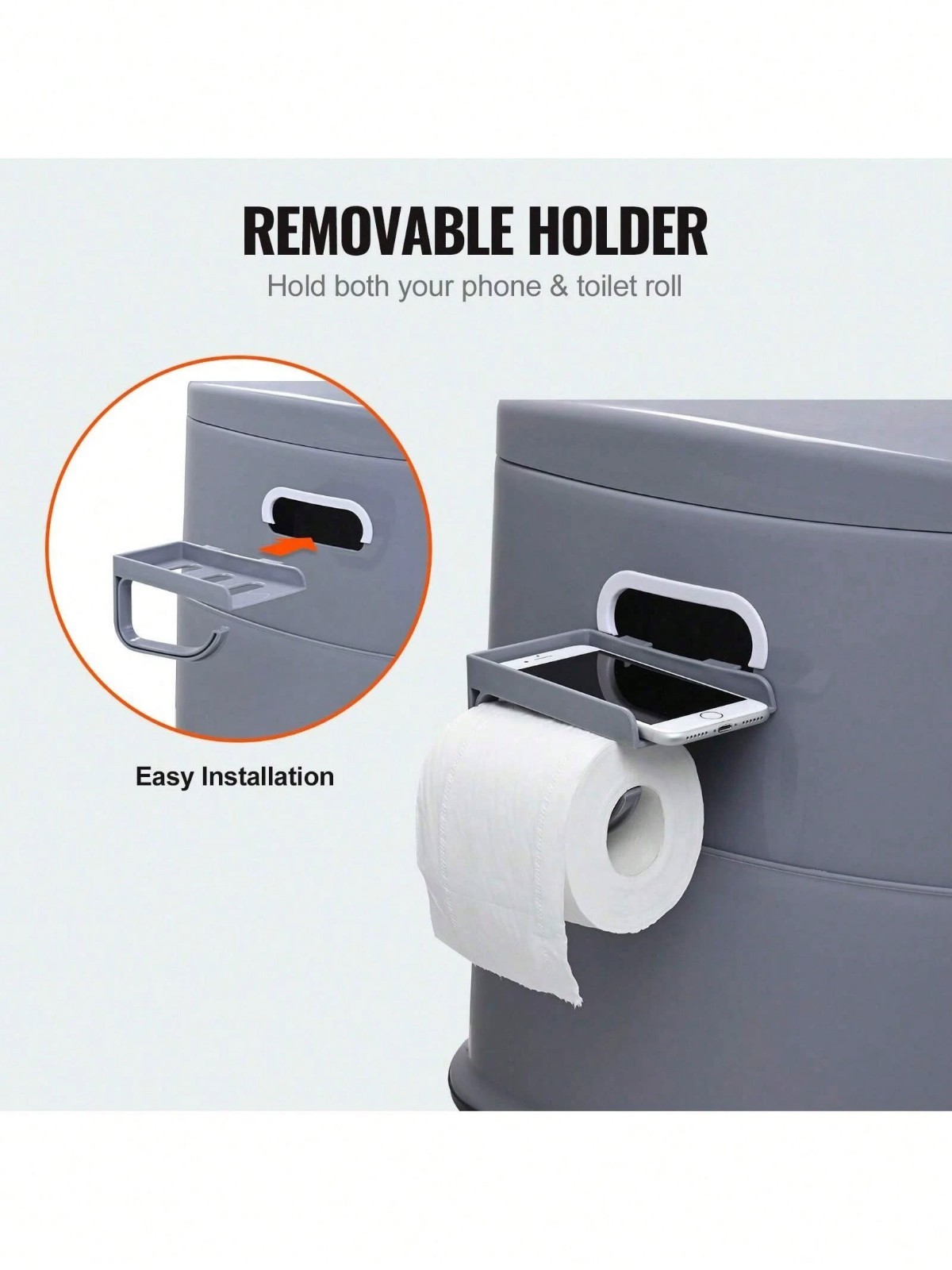 Portable Camping Toilet 1.3 Gal Bucket Paper Holder 300lb