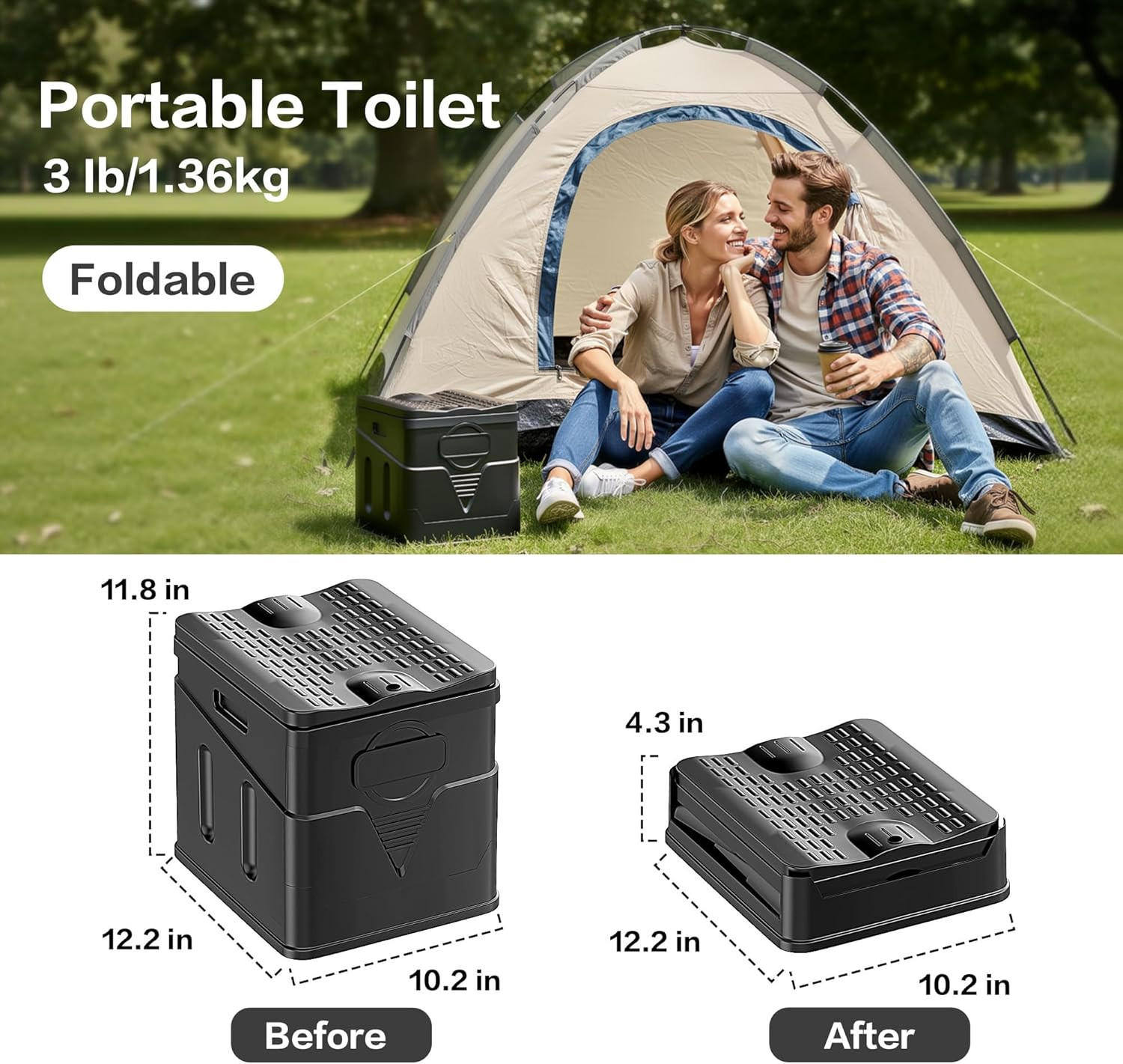 Portable Toilet,Camping Toilet Have Small Foldable Size. It Is Compact Portable