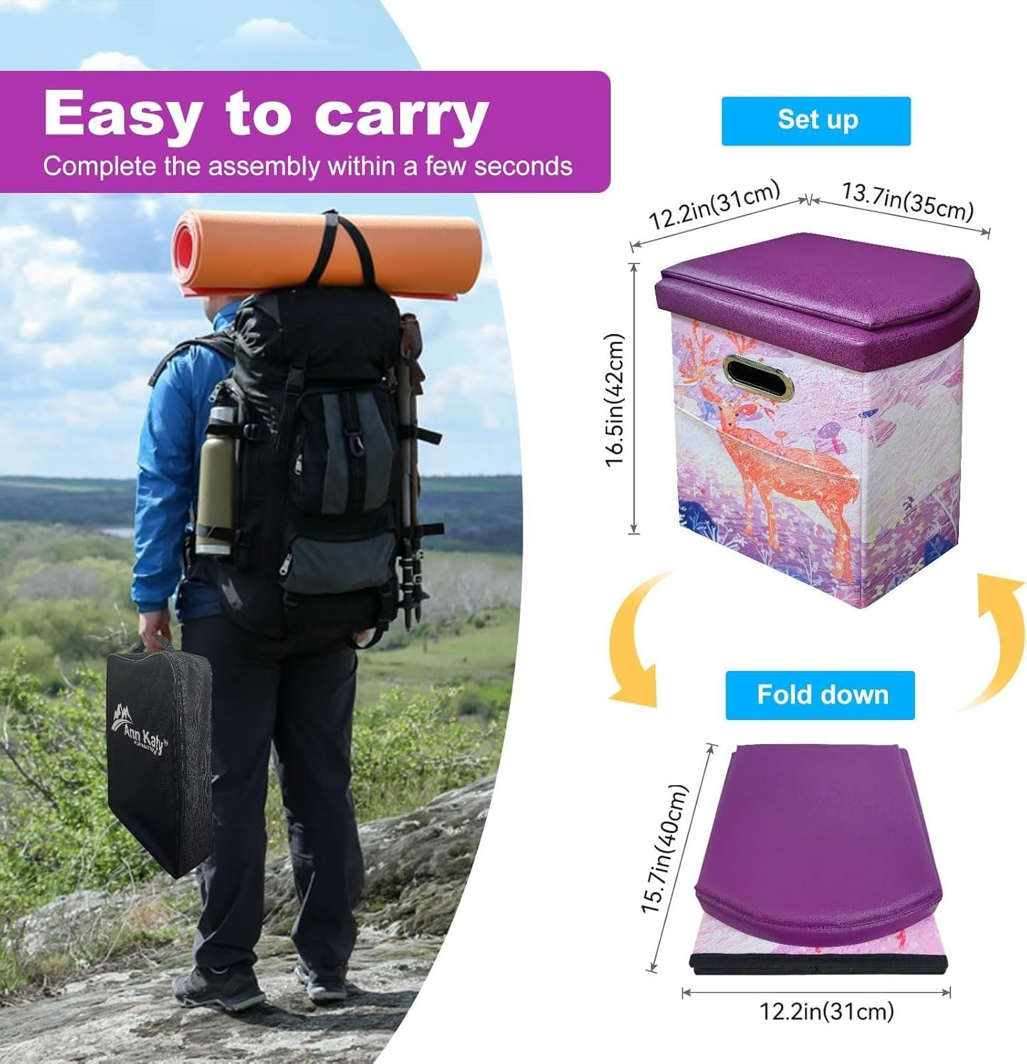 Upgrade XL Portable Toilet for Adults, Extra Large Portable Travel Floding To…