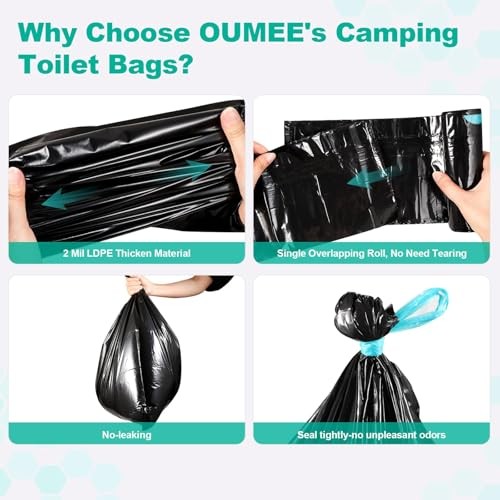 Oumee 30 Portable Toilet Bags with 30 Poo Gel Set, Lemon-[30Bags+30Gel Packets]