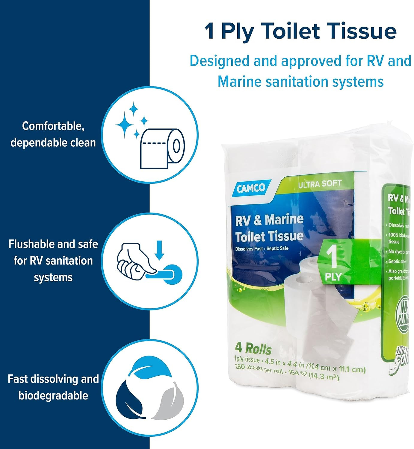 Camper/Rv Toilet Paper – Sewer-Safe, Septic-Safe & Biodegradable – Designed for