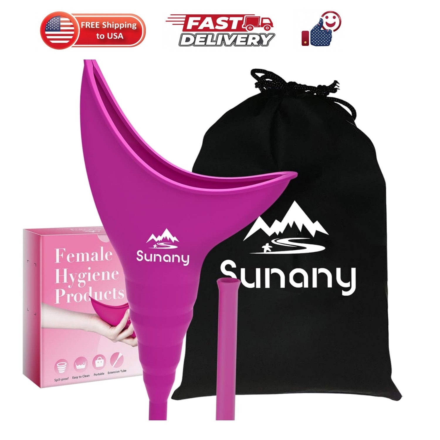 Female Urinal with Silicone Funnel Portable for Standing Female | Stand to pe…