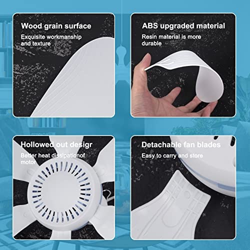 USB Powered Small Ceiling Fan 6 Blades Quiet DC 5V USB Hanging Remote Control