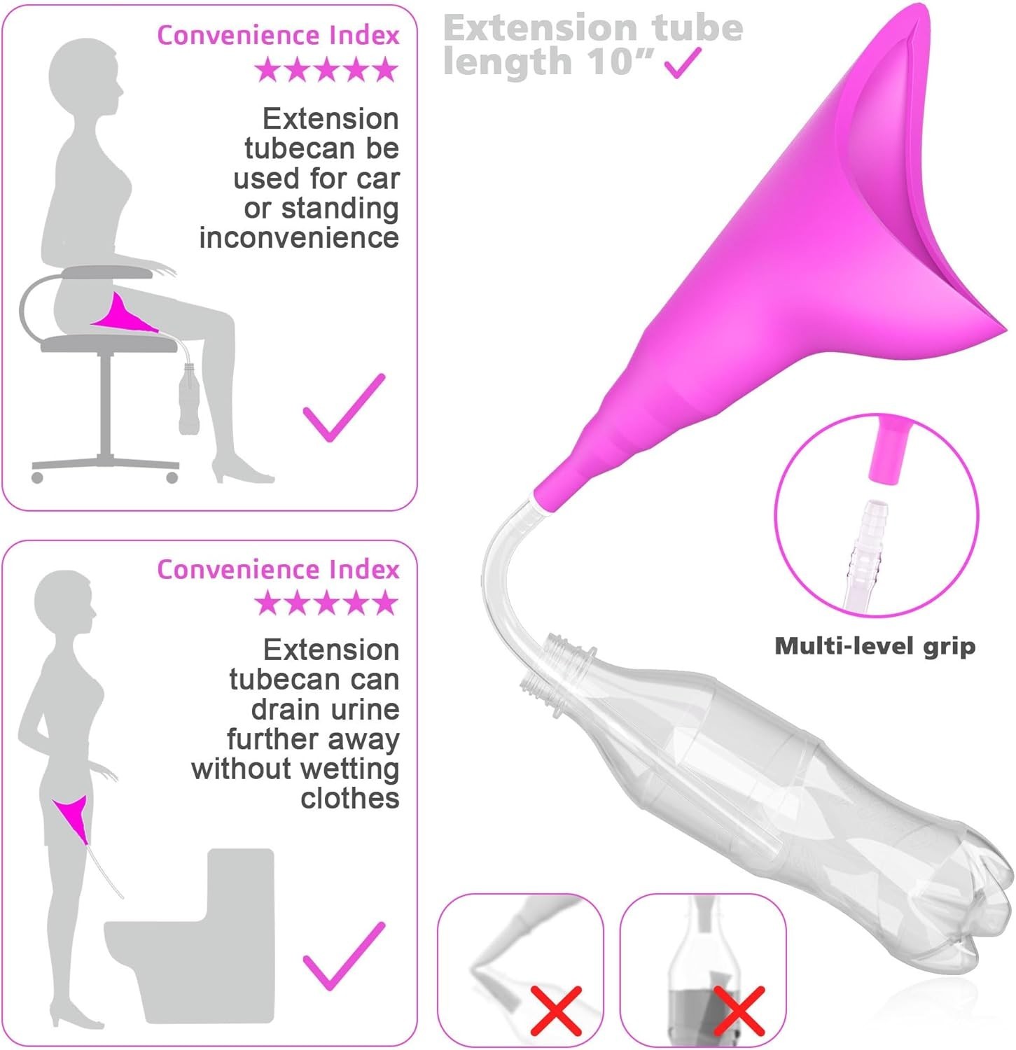 Portable Reusable Female Urination Device – Travel-Friendly Pee Funnel in Purple