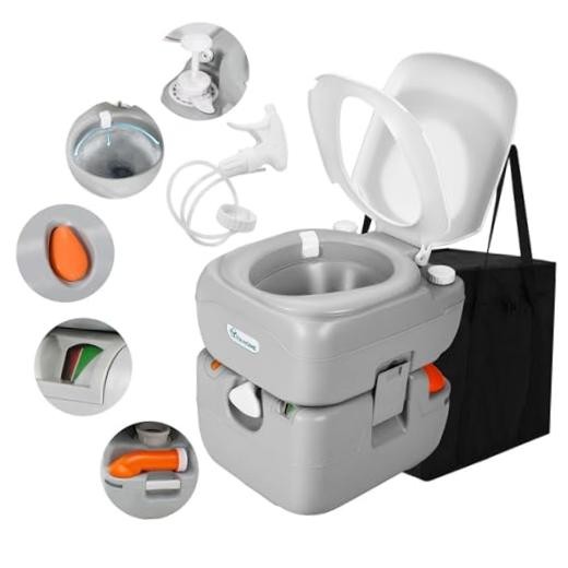 Portable Toilet Camping Porta Pottylon with 5.8 Gal Standard Seat+Bag+Sprayer