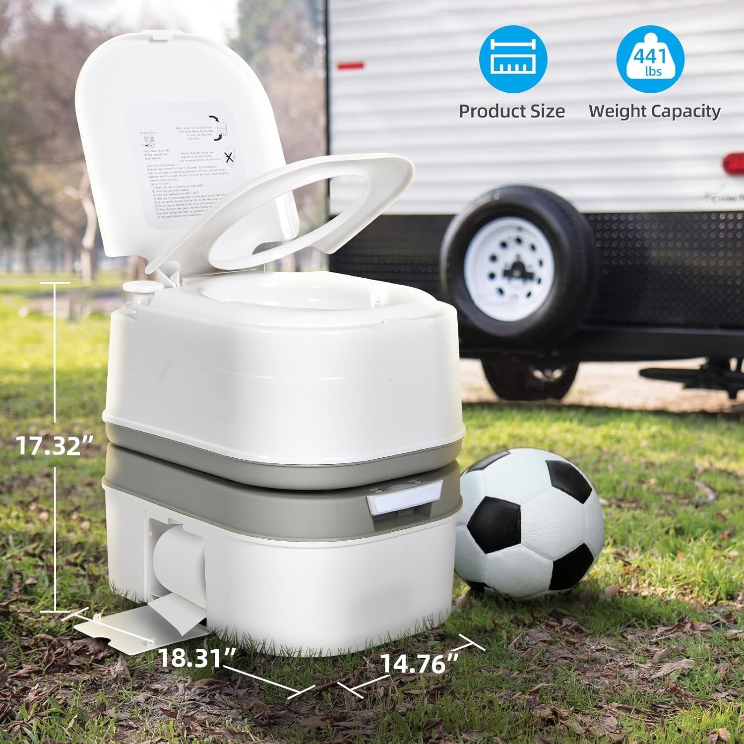 YITAHOME Portable Toilet 6.34 Gallon Camping Porta Potty