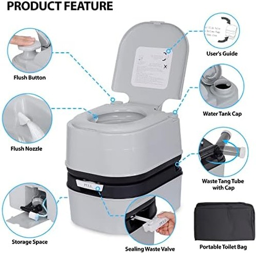 HSM 6.4 Gallon Waste Tank Portable Toilet for Camping RV Boating Fishing Indo…