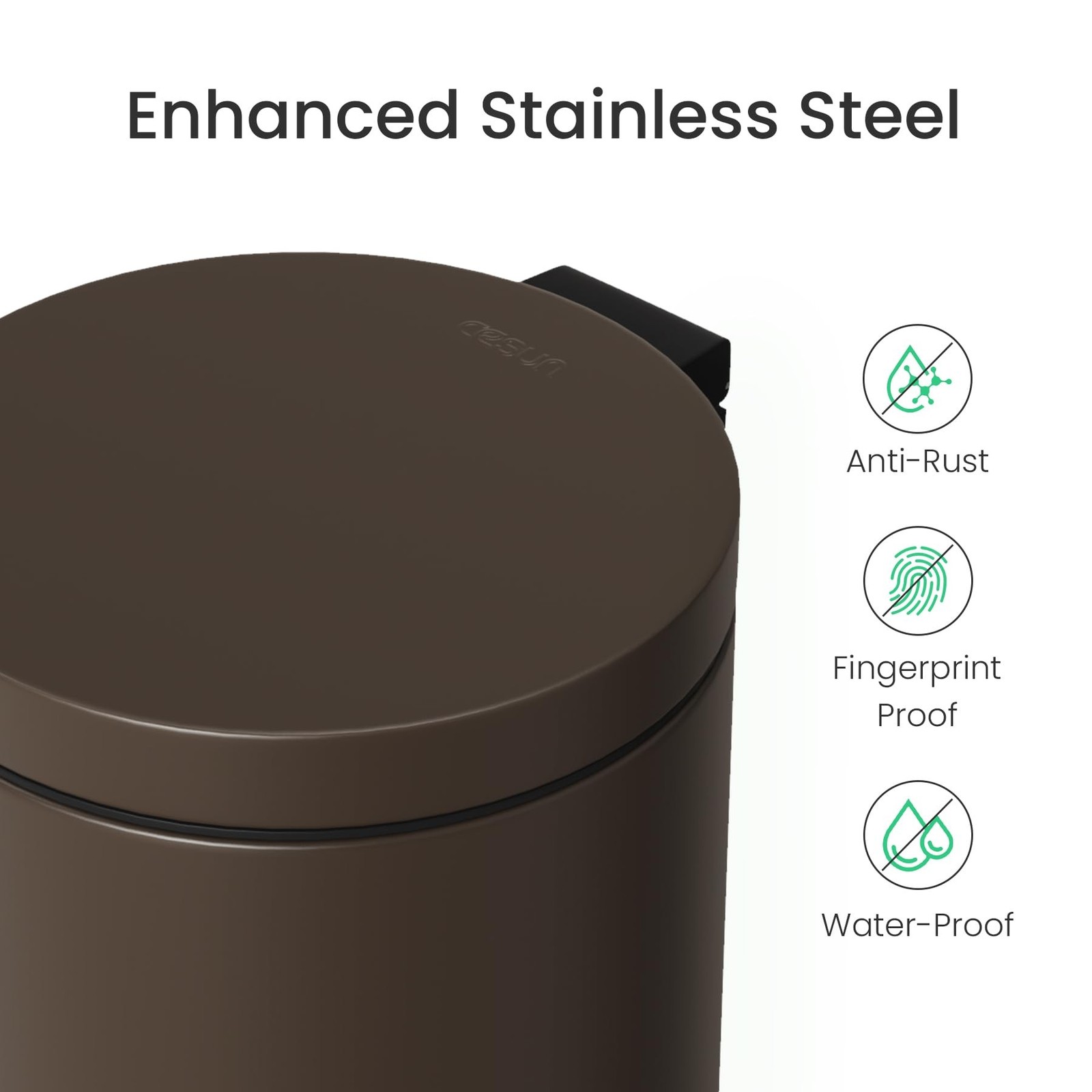 Cesun 1.2 Gallons Small Brown Trash Can, Bathroom Garbage Can with Lid and Fo…