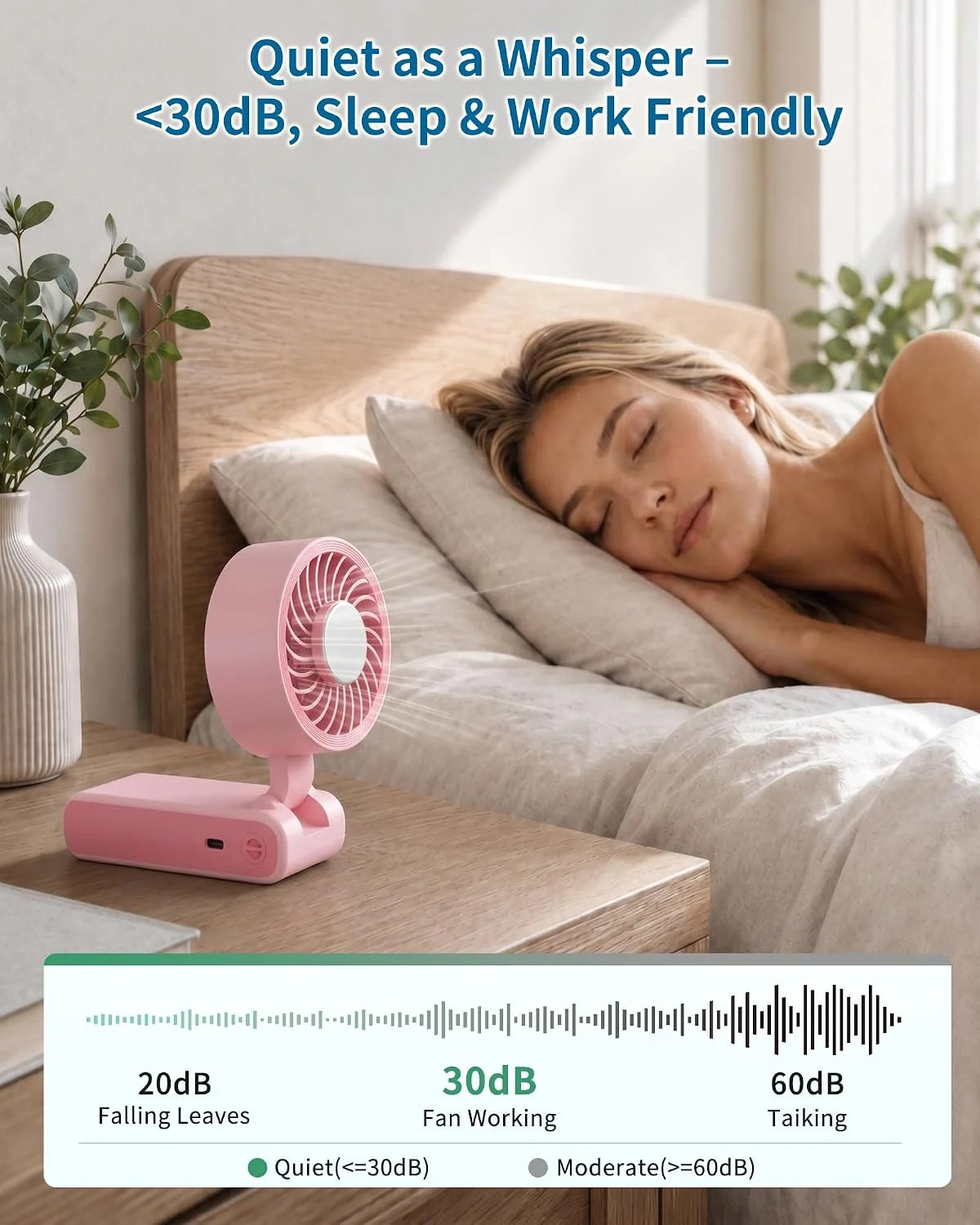 Portable Handheld Fan with Ice Cooling, 100 Speed Rechargeable Mini Desk Fan, Up
