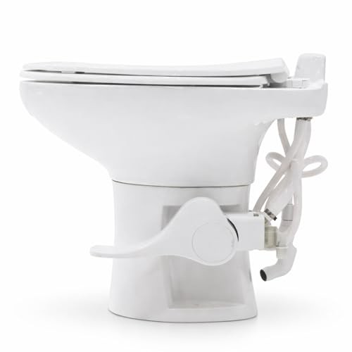 SEAFLO Porcelain RV Toilet Elongated 19 Inch Sprayer Attachment