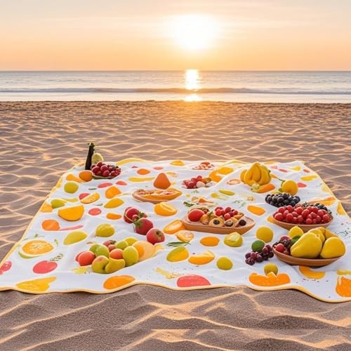 Waterproof Sand Proof Picnic Blanket 79″x59″, 3 Layer Large Foldable Camping