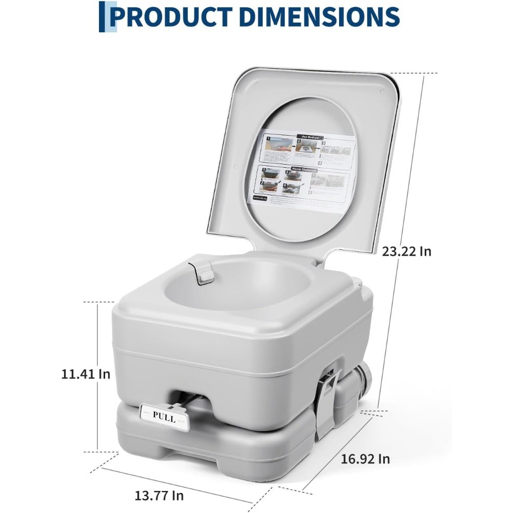 Portable Outdoor Toilet 2.6 Gallon w/ Flush T Outlet Water For Camping & Hiking