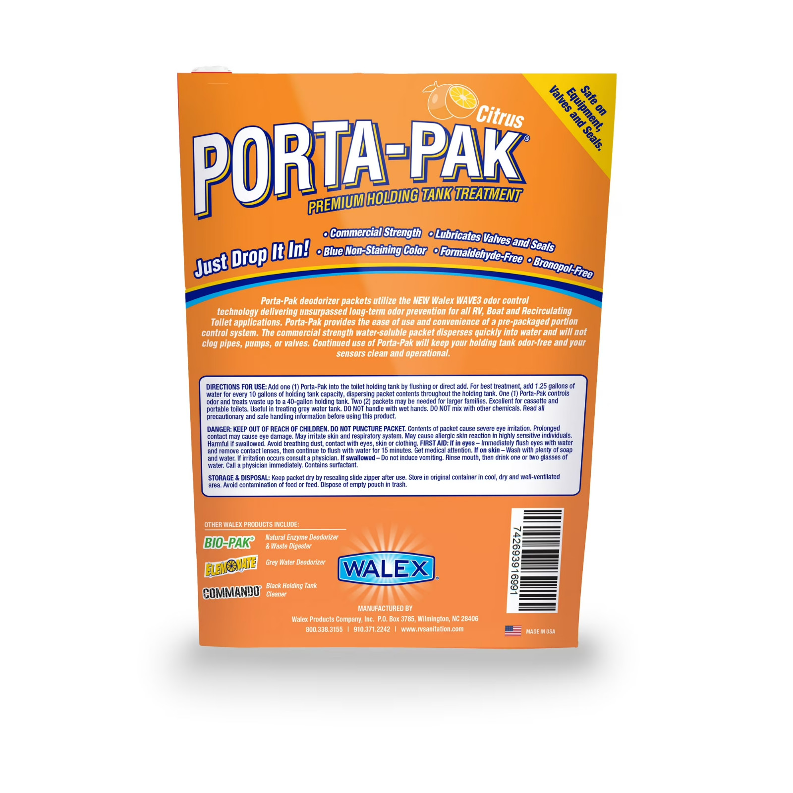 Walex Porta-Pak Premium RV Toilet Treatment Drop-Ins, Treats Black Holding Tank