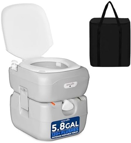 SereneLife 5.8 Gal Portable Camping Toilet with Carry Bag & Level Indicator |…