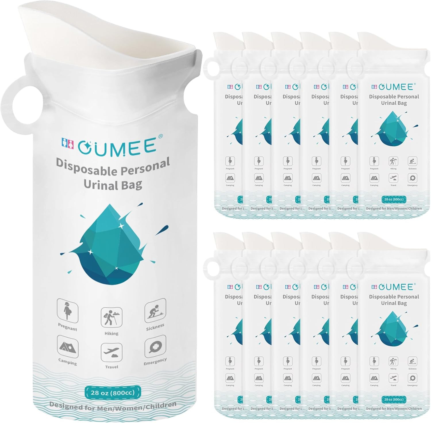 800ML Emergency Disposable Urinal Bags, 8/12/20/23/28 Pcs Camping Pee Bags Unise