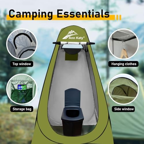 Portable Toilet with Pop Up Privacy Tent,XL Large Portable Toilet Green+Black