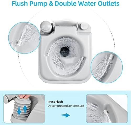 YITAHOME Portable Toilet 2.6 Gallon Camping RV Potty, Double Water Outlet, Pr…