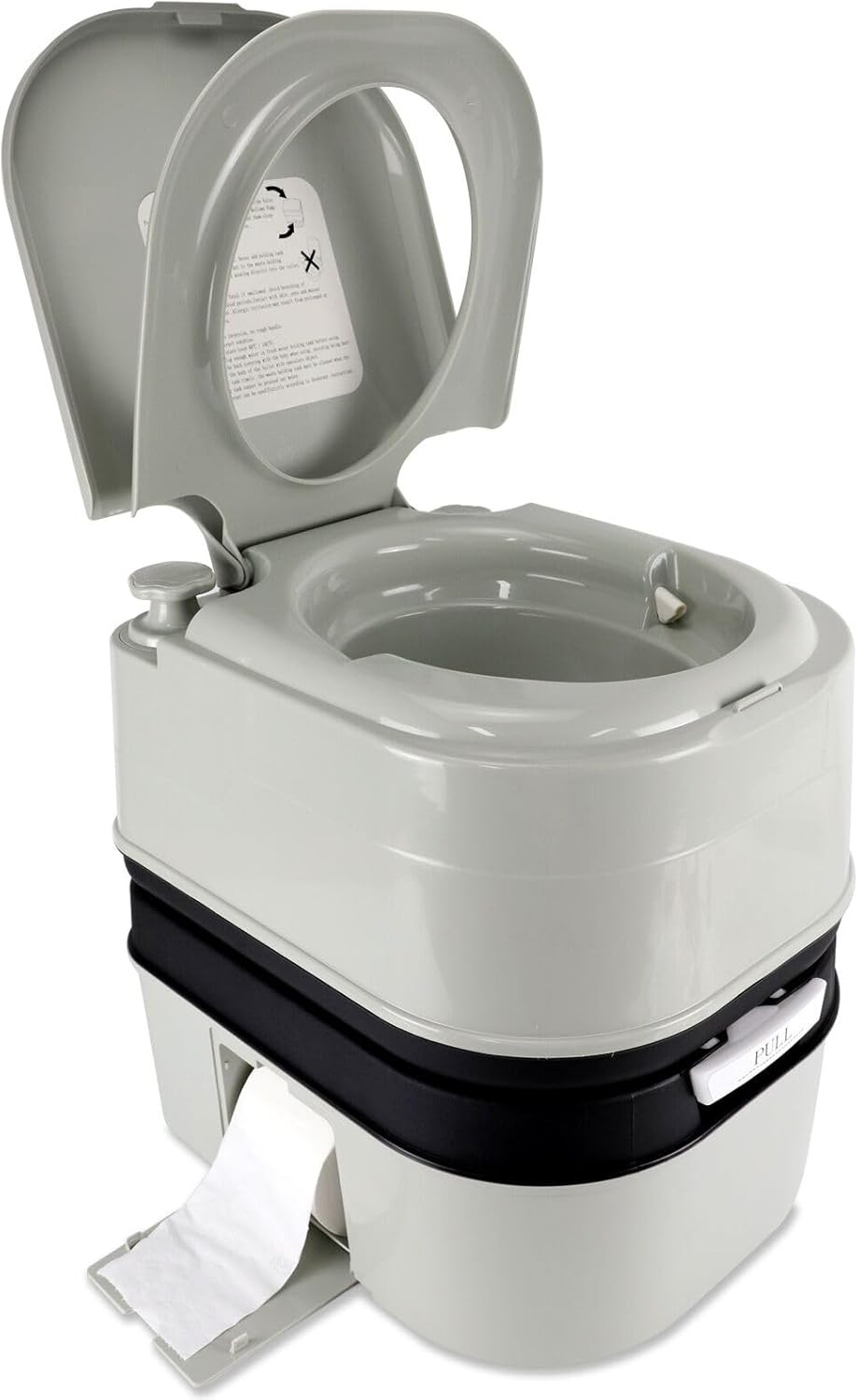 Portable 6.4 Gallon Toilet with Piston Pump, Level Indicator & Detachable Handle
