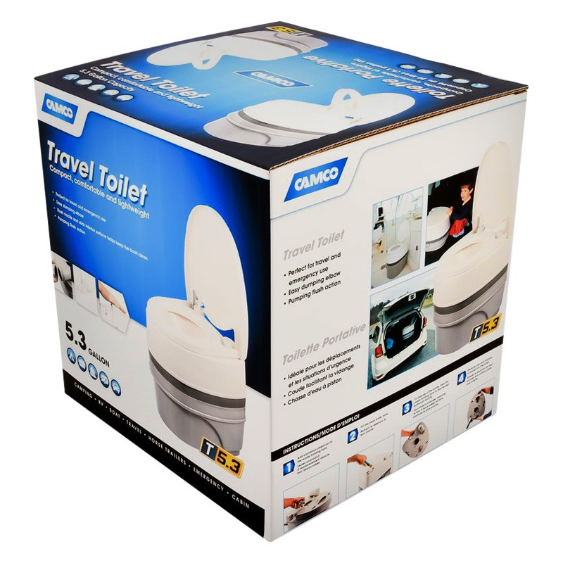 Camco 41545 White Plastic Travel Toilet 5.3 gal