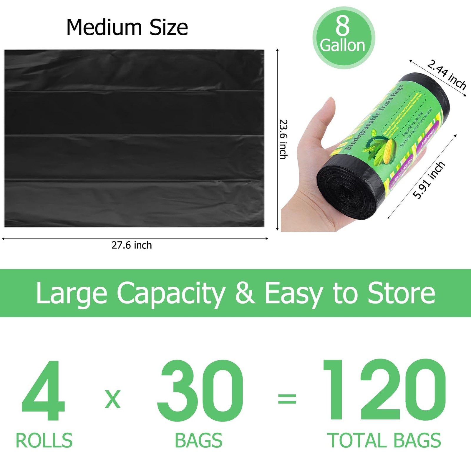 120 Portable Camping Toilet Bags 8 Gallon Emergency Camp Potty Poop Bags for