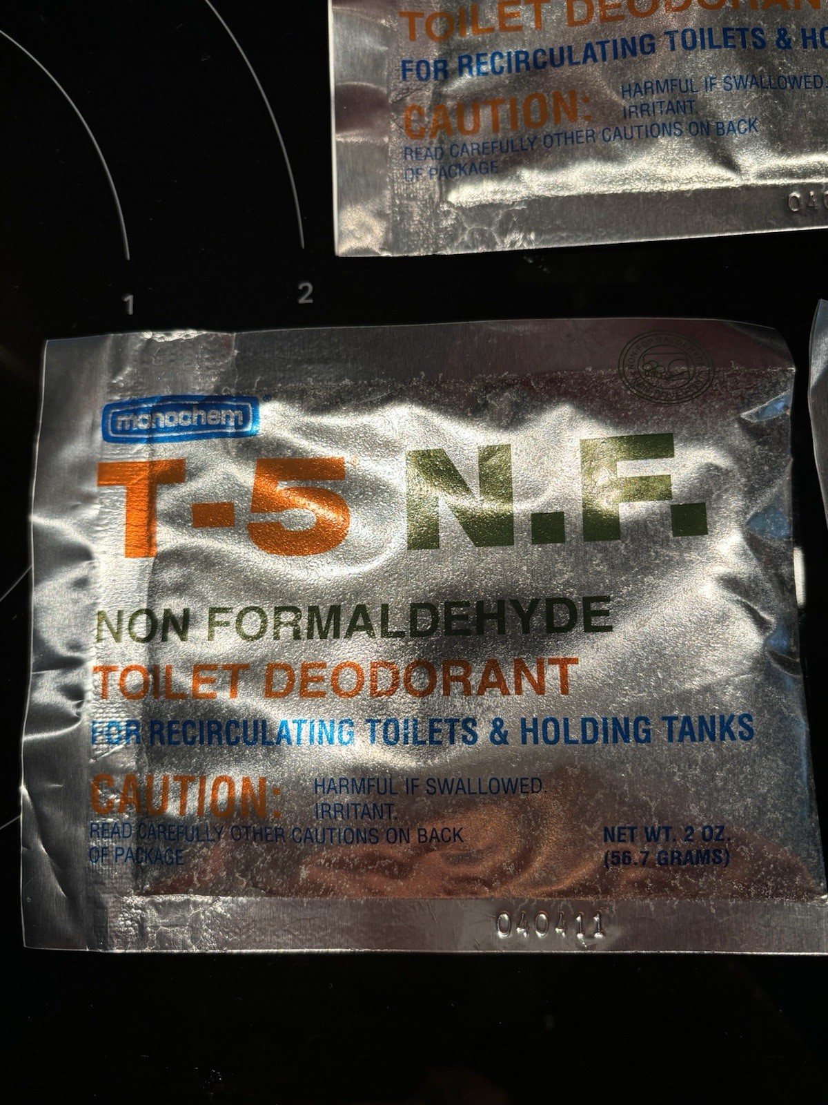 T-5 Non-Formaldehyde toilet deodorant by Monochem, 2-oz pack/NOS/lot of 5/item#1