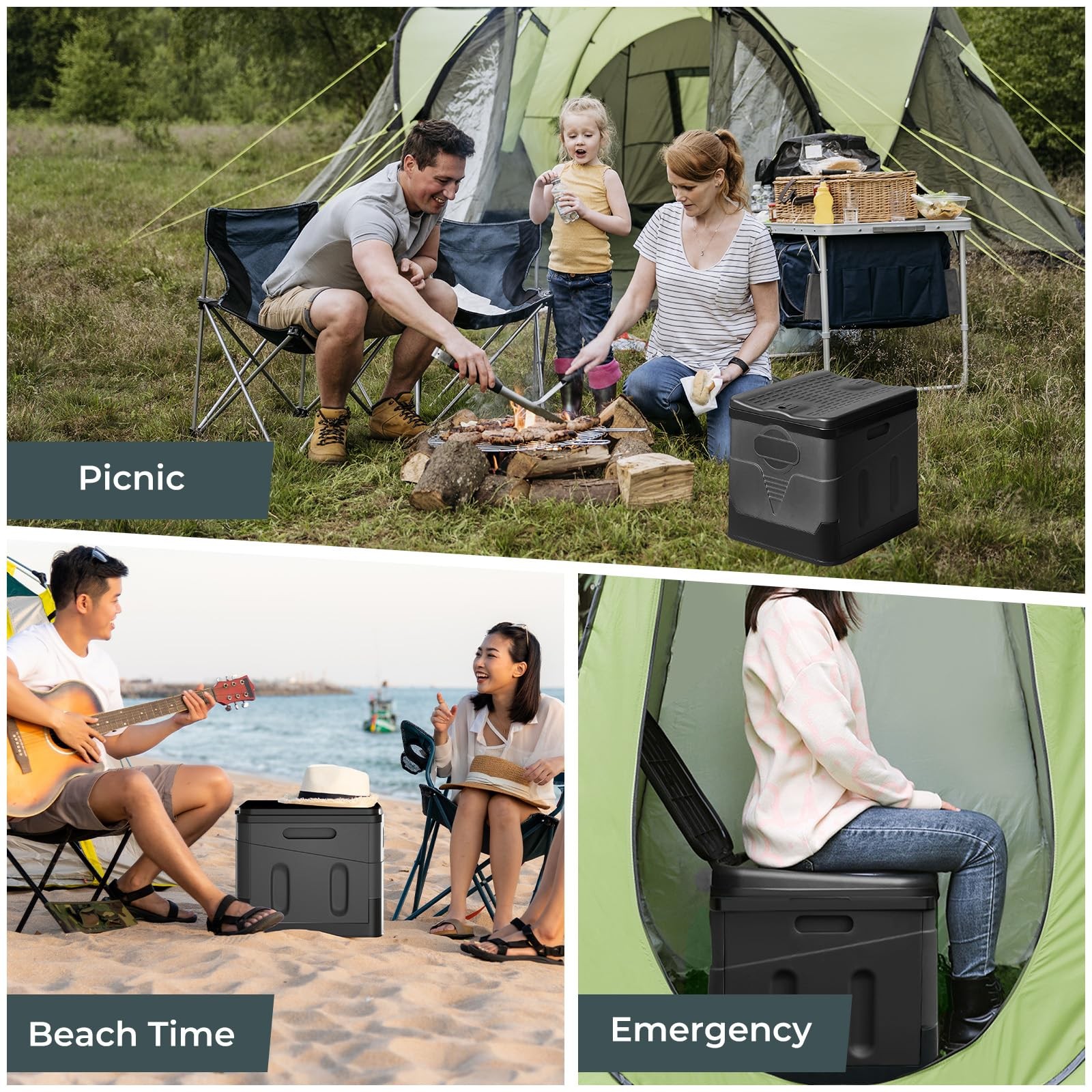 Portable Folding Toilet Set, 25L Large, Maximum Carry 150KG, 24 Bags Rubbish…