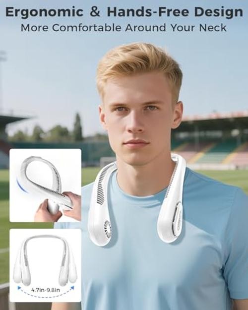 Portable Bladeless Neck Fan, Fathers Day Gift for Men Dad Blue Collar White