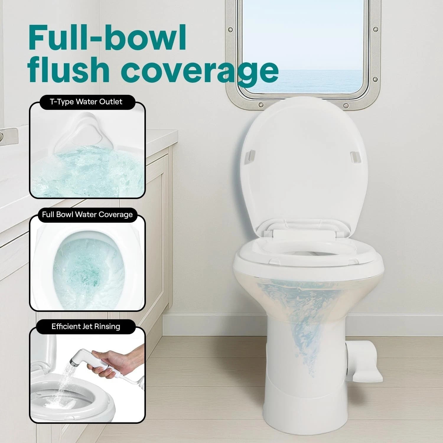 RV Toilet – Small Camp Toilet with Foot Pedal and a Hand Sprayer, Leak-Proof,…