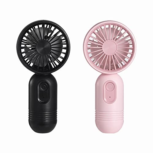 Mini Portable Fan 2 Pack, Cute Handheld Fan Battery Operated Black & Pink
