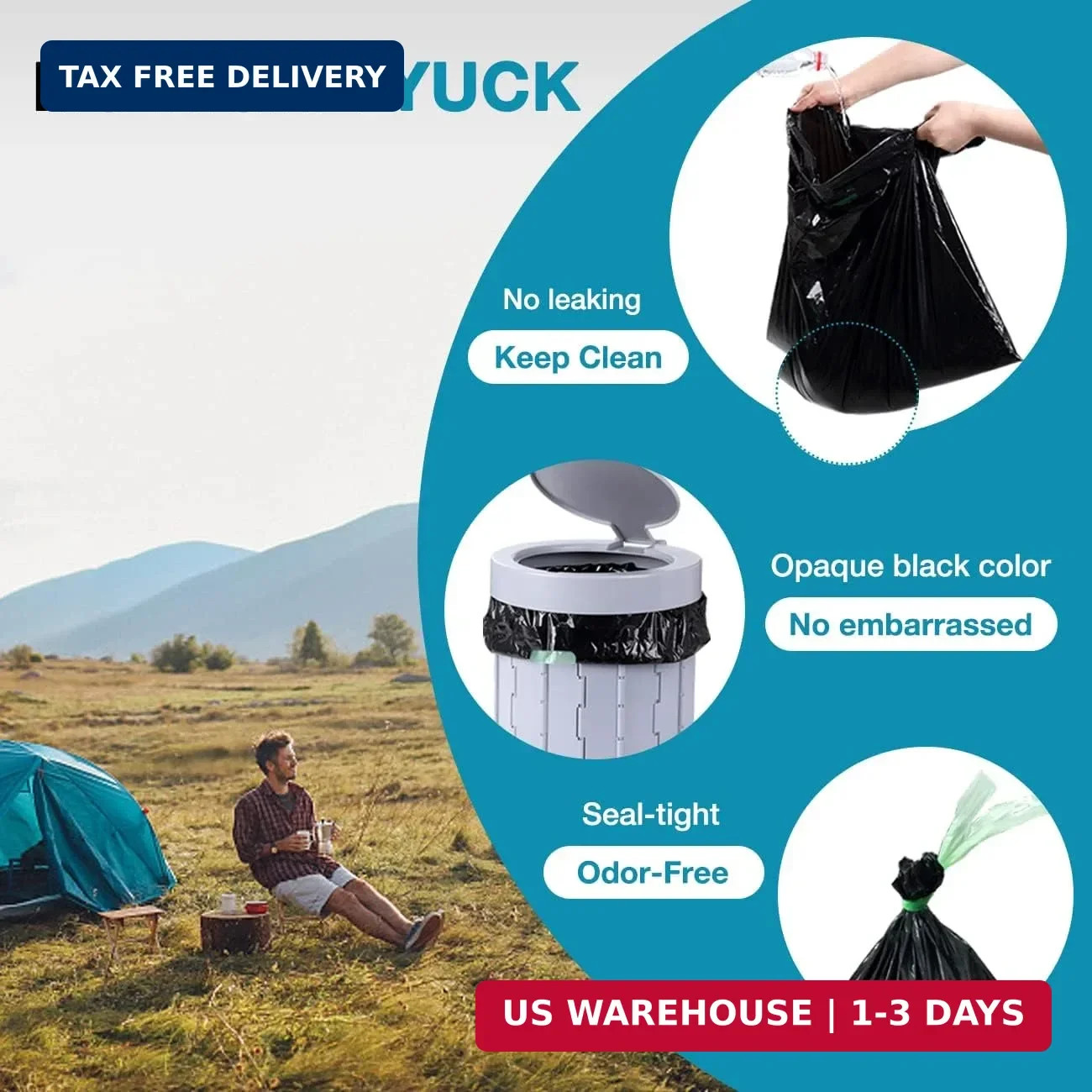 TRIPTIPS Portable Toilet Bags Drawstring 8 Gallon Camping Toilet Bags Toilet Was