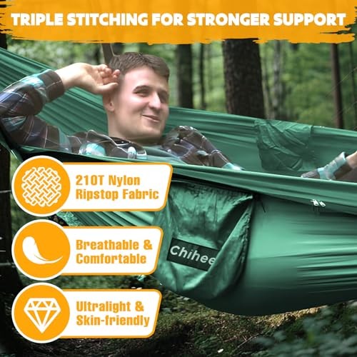 Ultra-Light Travel Camping Hammock Pop-up Net Hammock 660lbs Load Dark Green