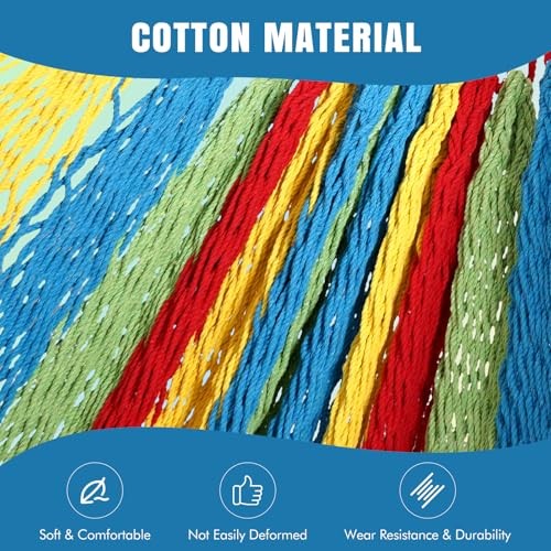 Handwoven Mayan Hammock – Portable Family Size With Carry Bag, Multi Colorful