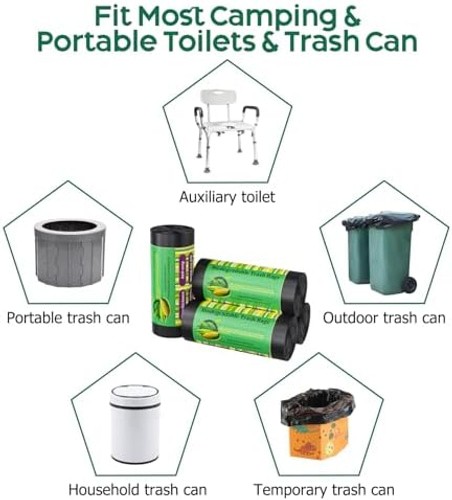120 Portable Camping Toilet Bags, Biodegradable Compostable 5-8 Gallon Emerge…