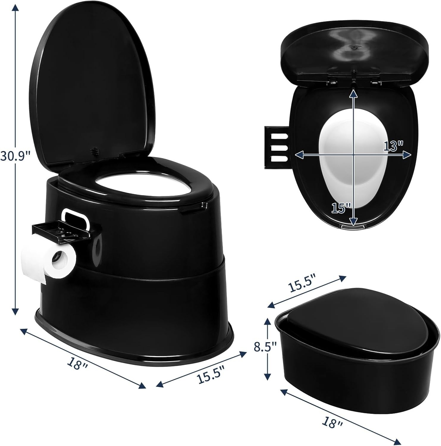 5 Gallon Camping Portable Toilet Travel OutdoorIndoor Commode Potty Tissue Box