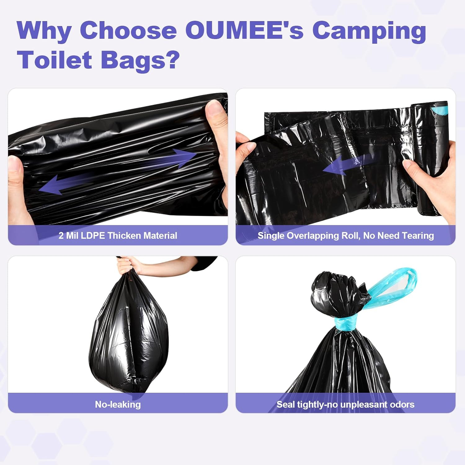 30 Portable Toilet Bags with 30 Poo Gel Set, 8 Gallon Camping Toilet Bags