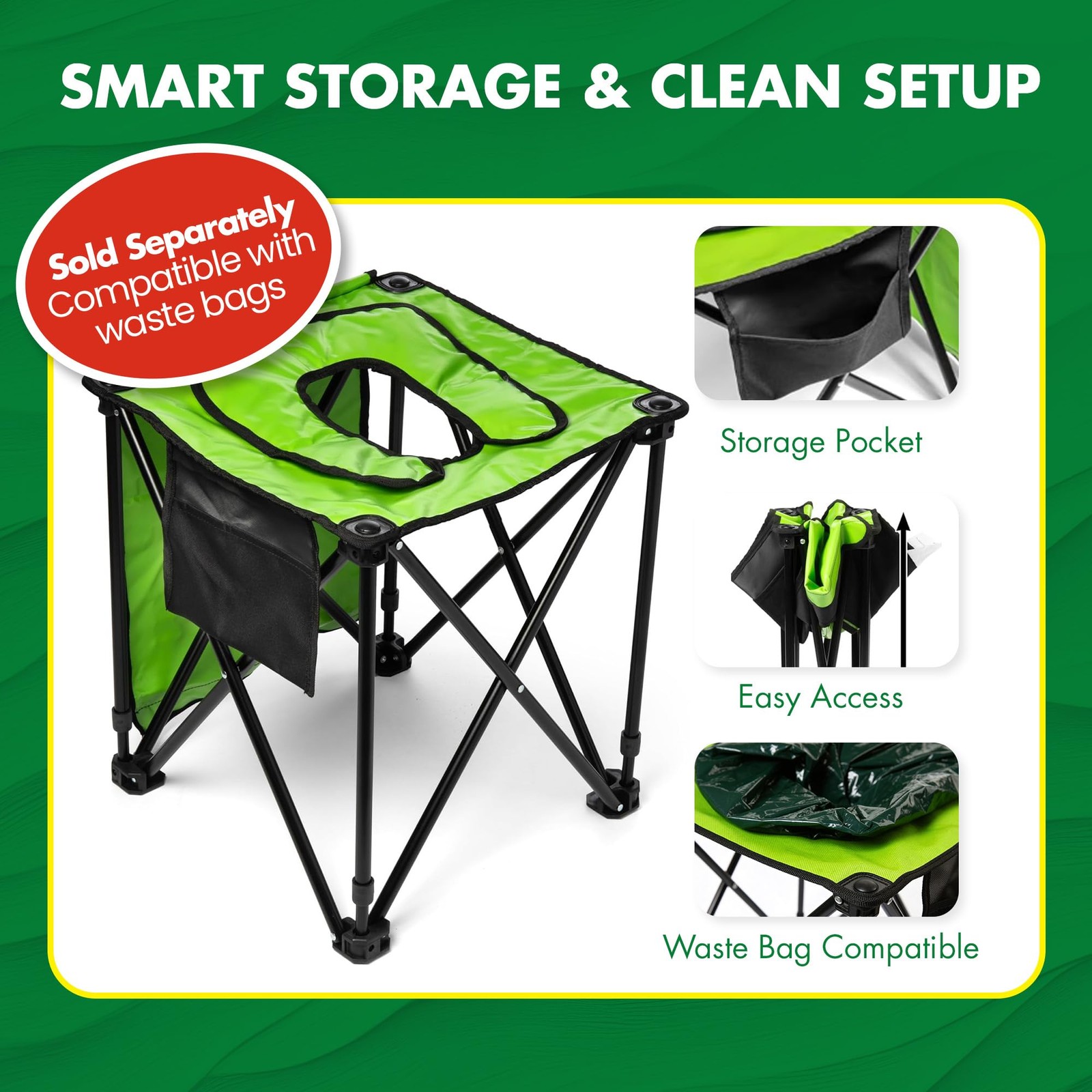 Foldable Commode Chair – Portable Toilet with 2-in-1 Commode & Seat – Lightwe…