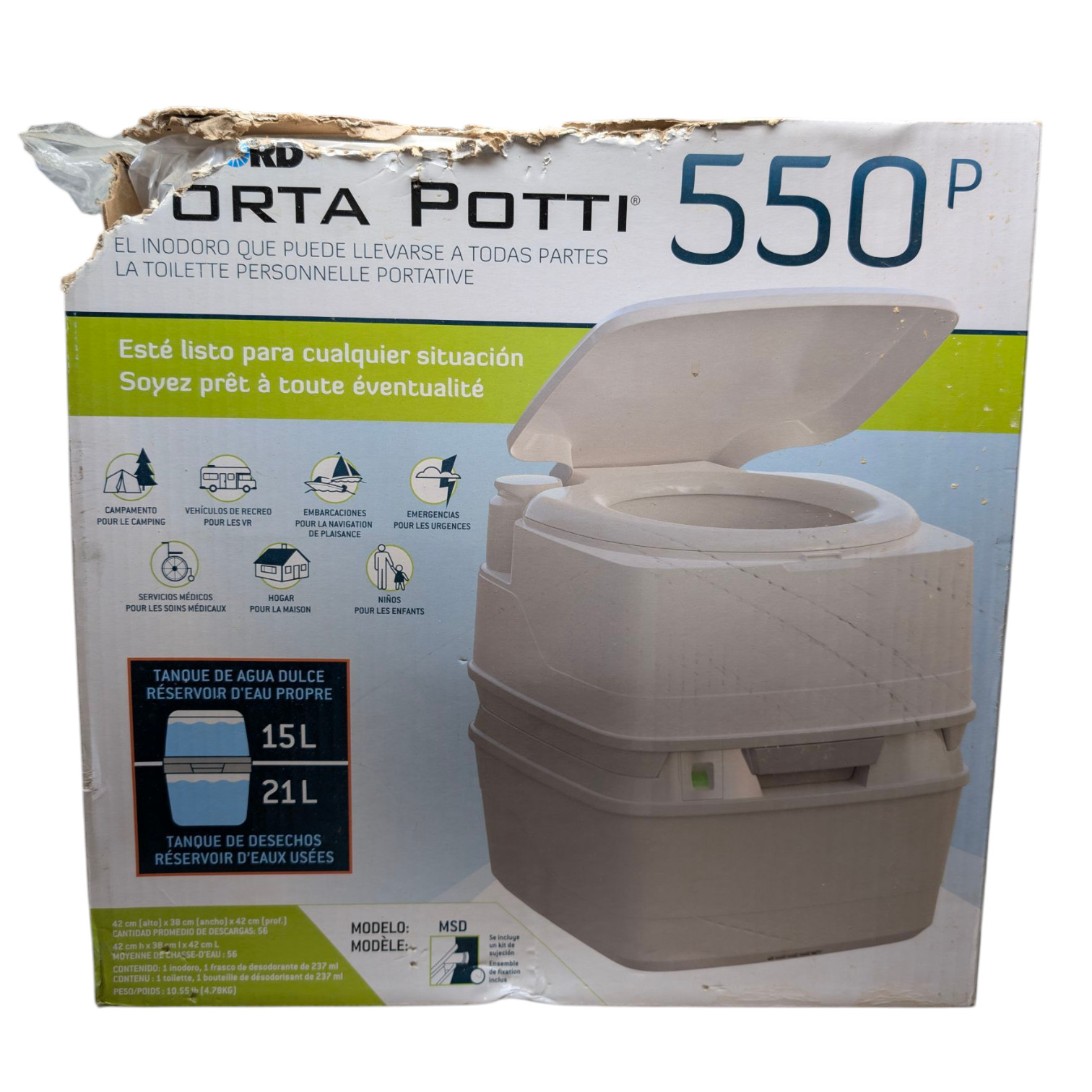 Thetford Porta Potti 5.5 gal Portable Toilet 550P 16.5″ x 15″ x 16.5″